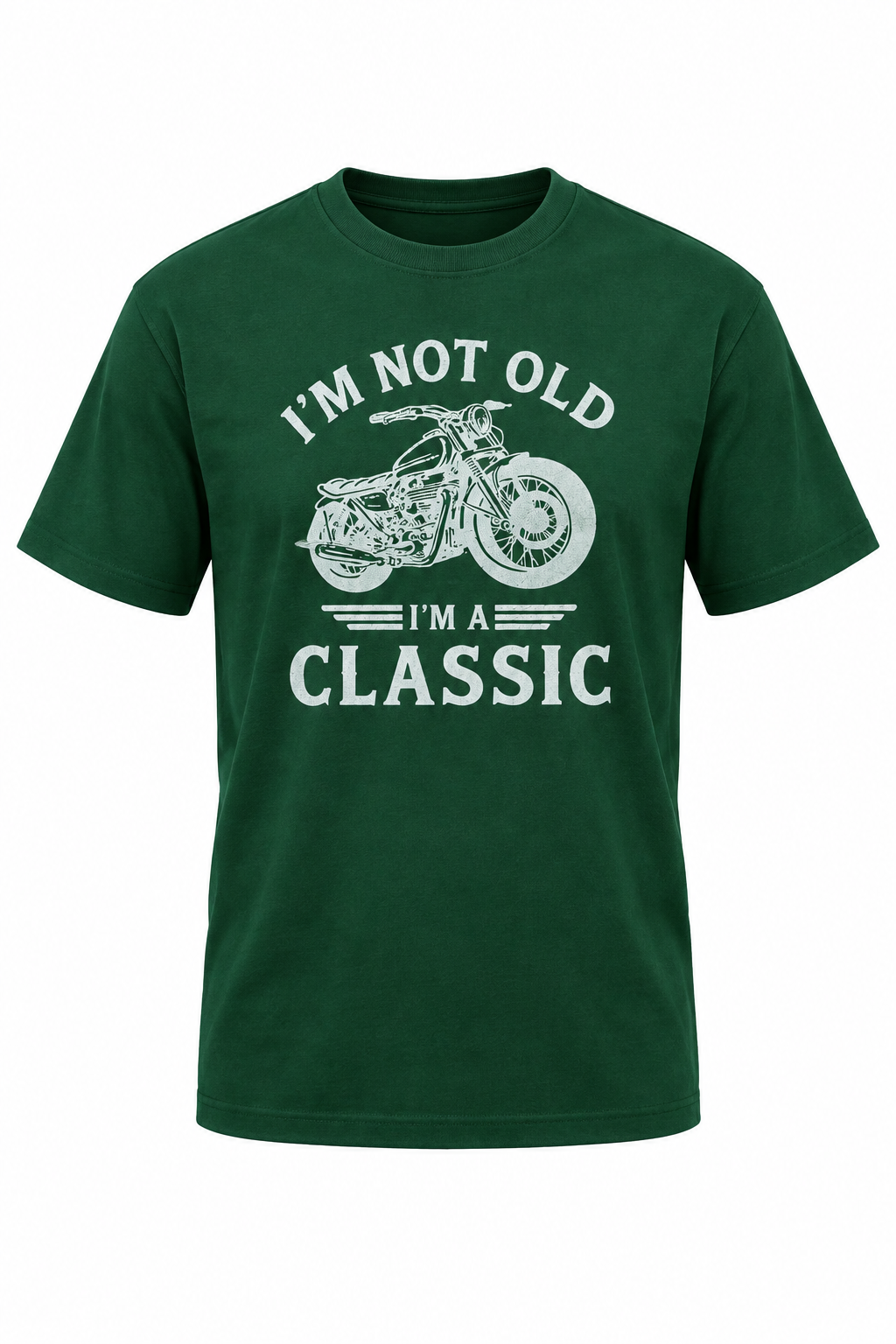 Classic Bike Cotton Graphic Drop Shoulder T-Shirt - Forest Green