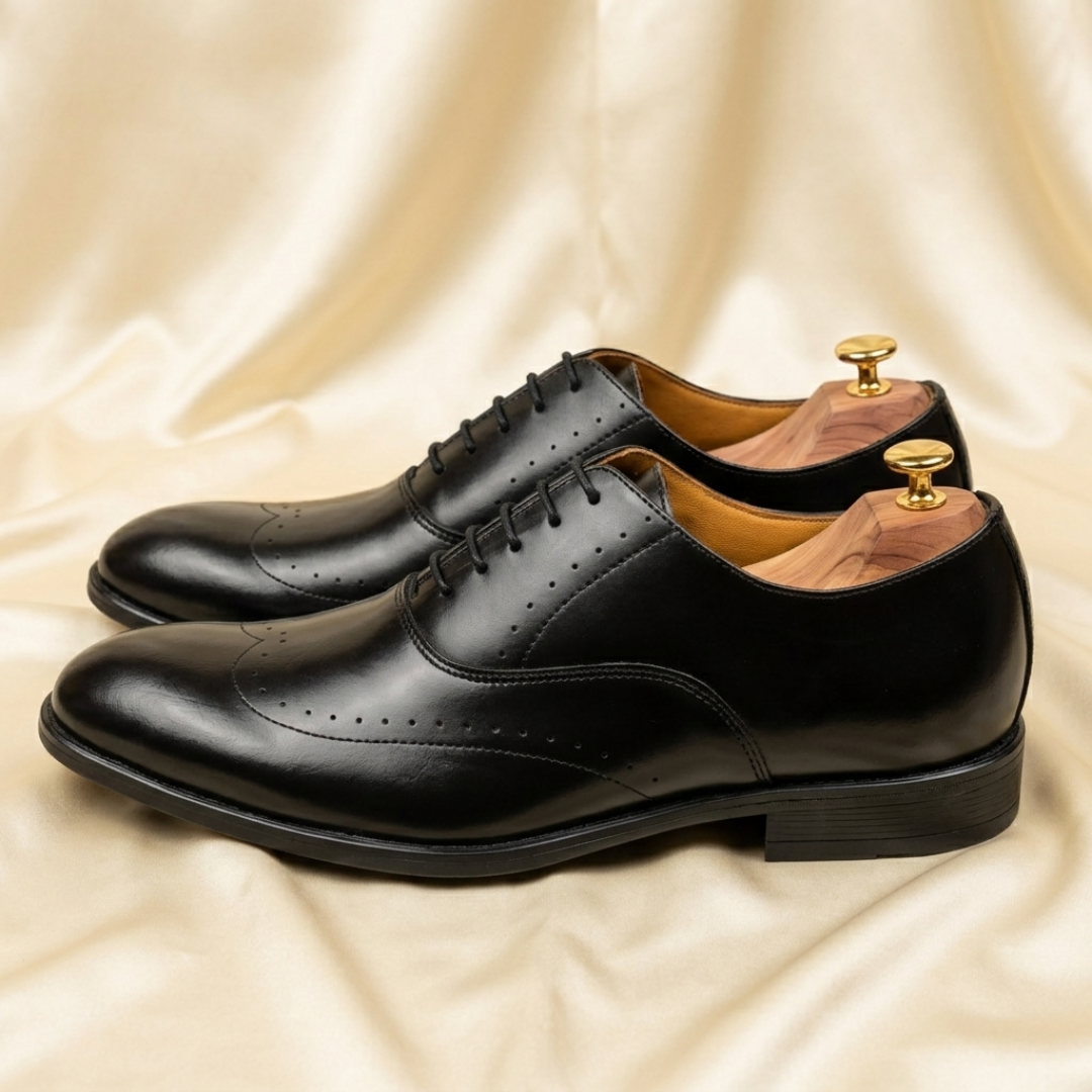 Walkist Premium Læder Brogue Oxford Sko - Sort