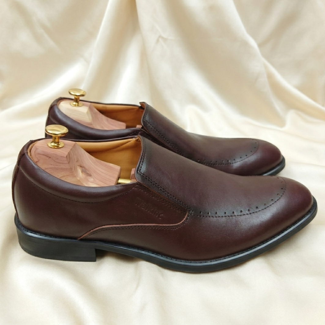 Walkist Premium Læder Brogue Slip-On Sko - Mørkebrune